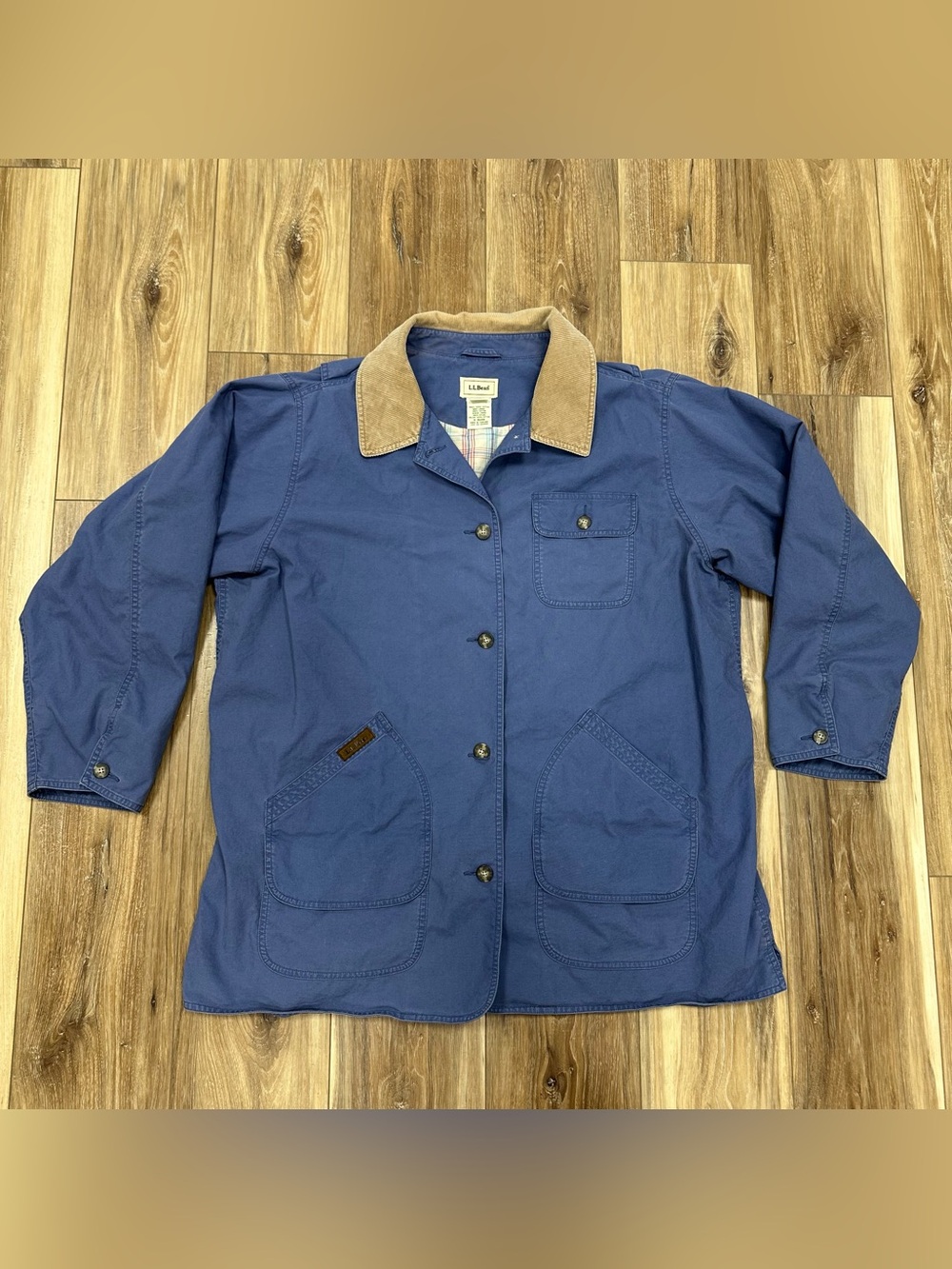 Women’s L.L. Bean Cotton Canvas Chore Barn Coat Workwear Blue Size 2XL